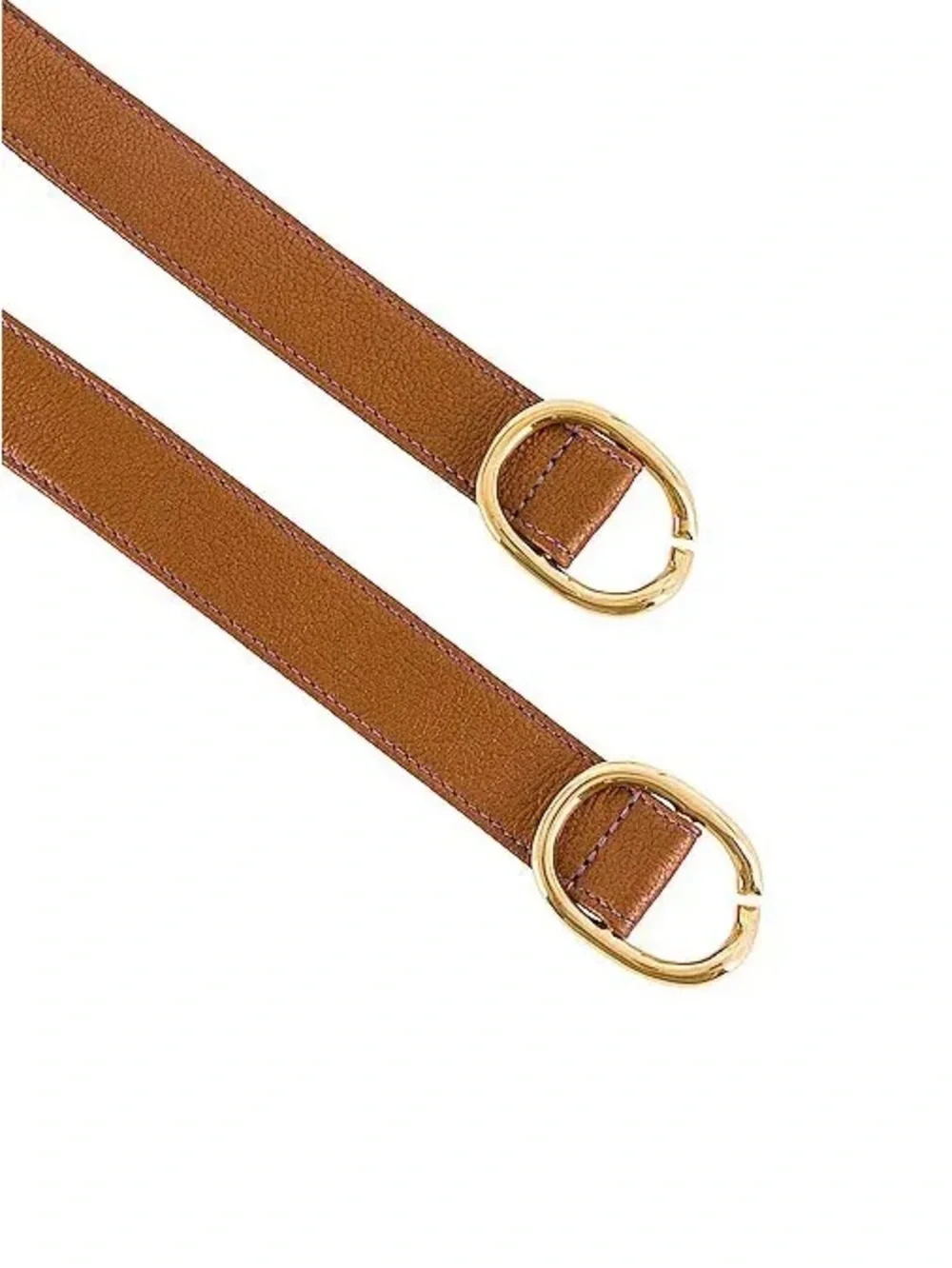 B-Low the Belt Maeve Mini Slim Tan Leather Belt with Gold Double Circle Buckle